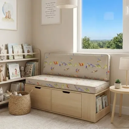BANQUETTE HAPPY BIRDS FOND LIN