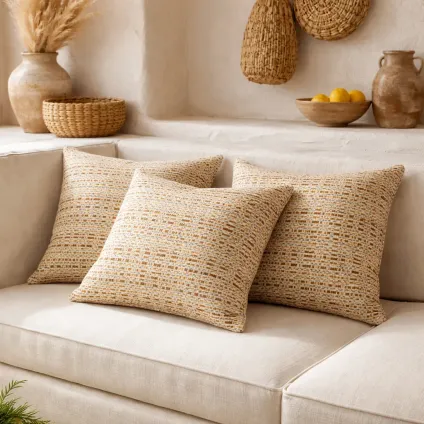 COUSSIN BERBERE BRIQUE OR GRIS FOND ECRU OUTDOOR