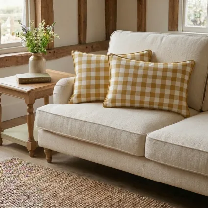 COUSSIN CARREAU DEIA ECRU ET BEIGE