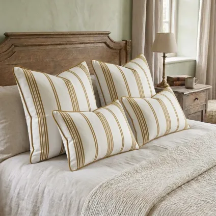 COUSSIN RAYURE TRAMONTANA FOND ECRU ET RAYURE JAUNE