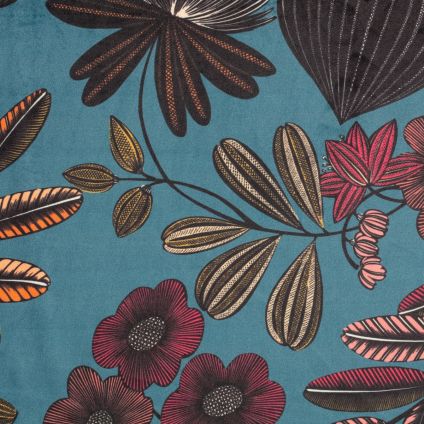 JETÉ DE LIT ORPHEE MULTICOLORE FOND EMERAUDE SUR VELOURS