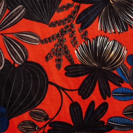 JETÉ DE LIT ORPHEE MULTICOLORE FOND ORANGE SUR VELOURS