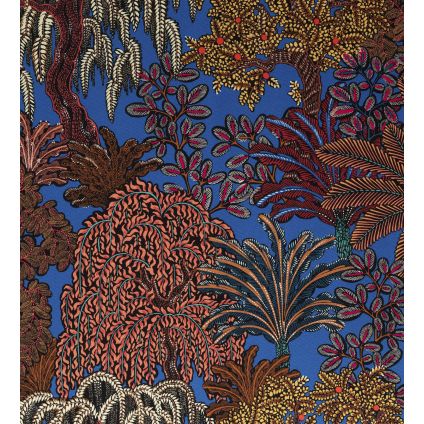 JETÉ DE LIT MAJORELLE SAUMON FOND BLEU ROI