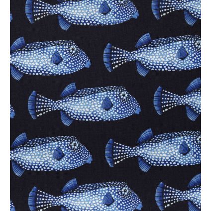 JETÉ DE LIT POISSONS COFFRE FOND MARINE SUR LIN