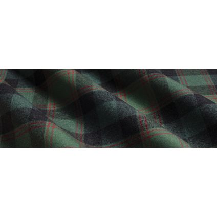 JETÉ DE LIT TARTAN LAINE RECYCLEE VERT ROUGE