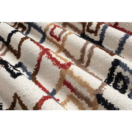 JETÉ DE LIT KHEOPS BLEU BRIQUE MARRON FOND ECRU