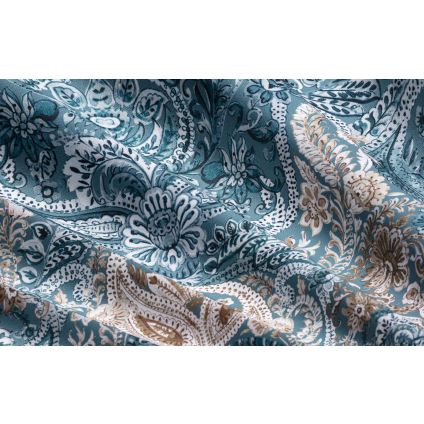 JETÉ DE LIT CAPRICE FOND BLEU GRIS