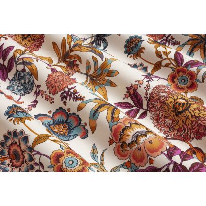 JETÉ DE LIT JACOBINE MULTICOLORE FOND CREME