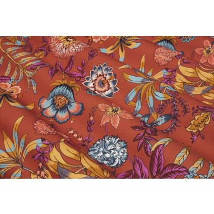 JETÉ DE LIT JACOBINE MULTICOLORE FOND ROSE TERRA