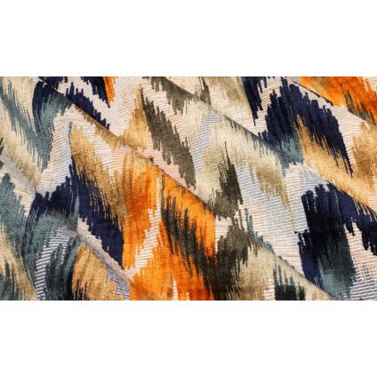 JETÉ DE LIT IKAT JACQUARD MARINE / ORANGE