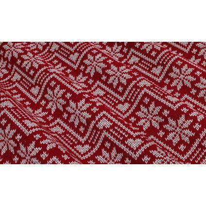 JETÉ DE LIT ROCHEBRUNE JACQUARD DE LAINE FOND ROUGE