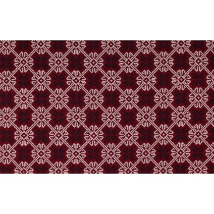JETÉ DE LIT FLOCONS D'ALPAGA JACQUARD DE LAINE ROUGE / BLEU