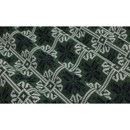 JETÉ DE LIT FLOCONS D'ALPAGA JACQUARD DE LAINE BLEU / VERT
