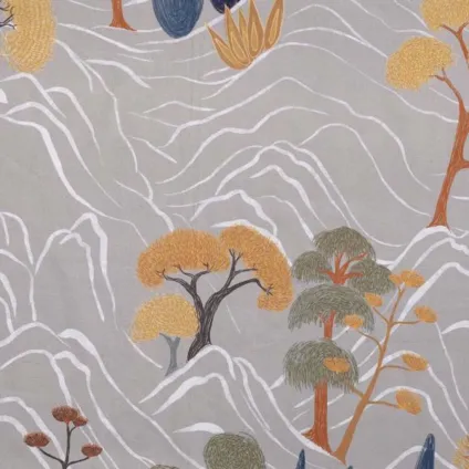 TISSU BEAUTIFUL MONTAGNE FOND LIN