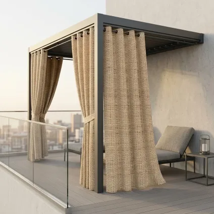 RIDEAU BERBERE BRIQUE OR GRIS FOND ECRU OUTDOOR