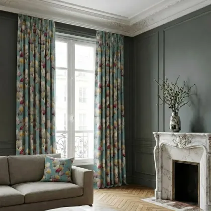 RIDEAU CELINE FOND BLEU ZINC