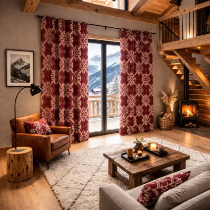 Rideau Flocons d'alpaga jacquard de laine