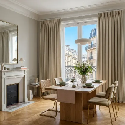 RIDEAU RAYURE CALOBRA ECRU ET BEIGE