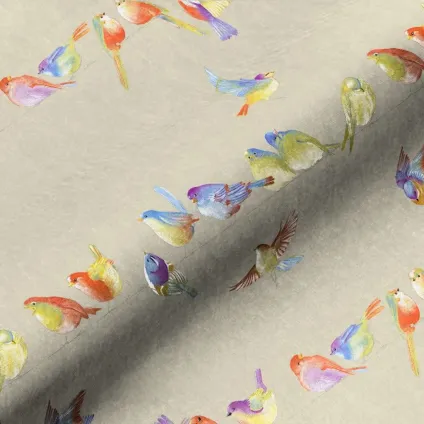 TISSU HAPPY BIRDS FOND LIN
