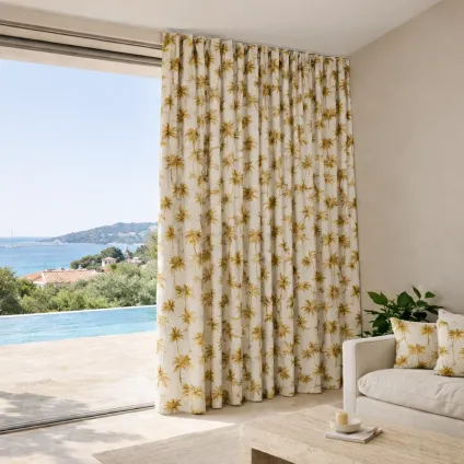 RIDEAU OASIS JAUNE FOND ECRU OUTDOOR