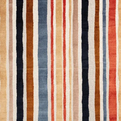 TISSU PYRAMID BLEU BRIQUE MARRON FOND ECRU