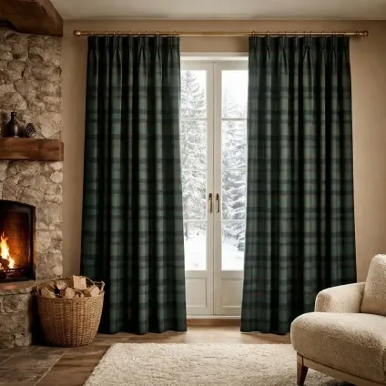 RIDEAU TARTAN LAINE RECYCLEE VERT ROUGE