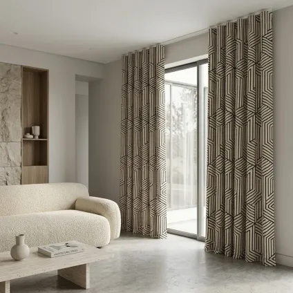 RIDEAU SHIRO JACQUARD NOIR / BLANC