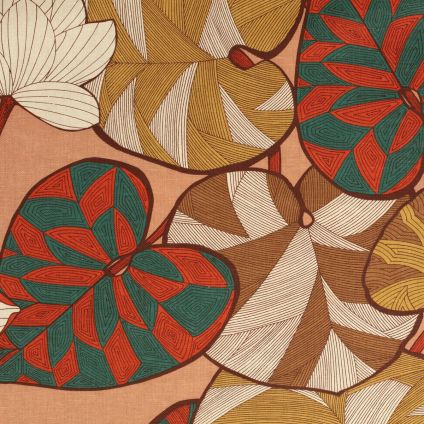 TISSU AU METRE THEVENON IDRIS CARAMEL FOND VIEUX ROSE