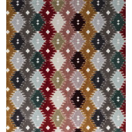 TISSU AU METRE BOMBAY JACQUARD BRIQUE / TAUPE / MOUTARDE / ROSE